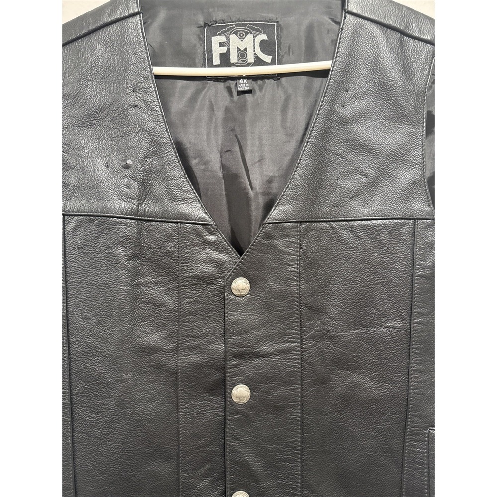 First Manufacturing Men's Western Buffalo Nickel Snaps Motorcycle Vest Size 4XL - Picture 3 of 9